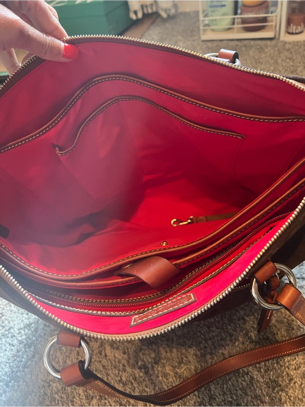 Dooney & Bourke Chocolate Brown Suede Leather Tote - Picture 10 of 13